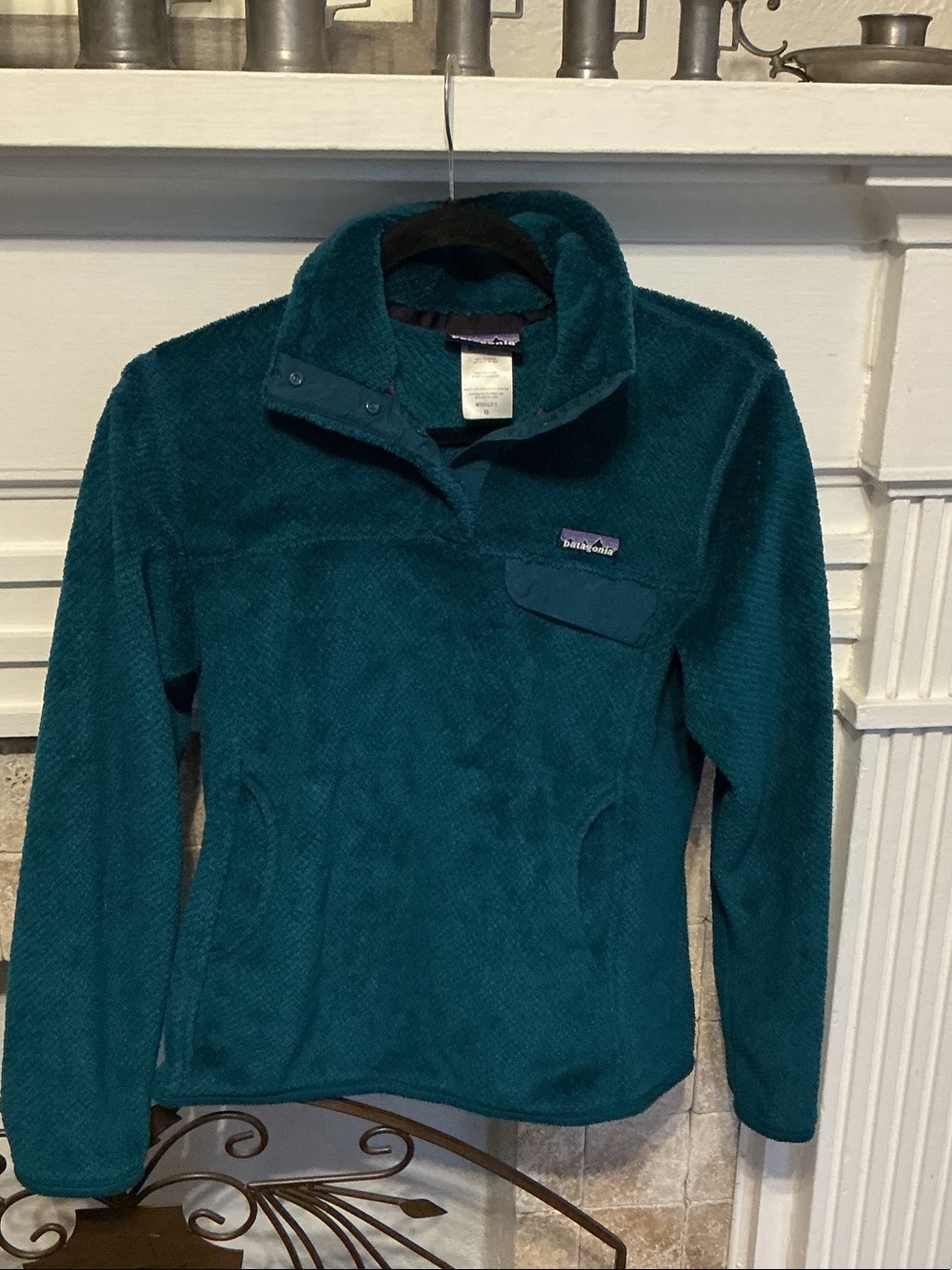 Patagonia Teal Sherpa Fleece Pullover Jacket